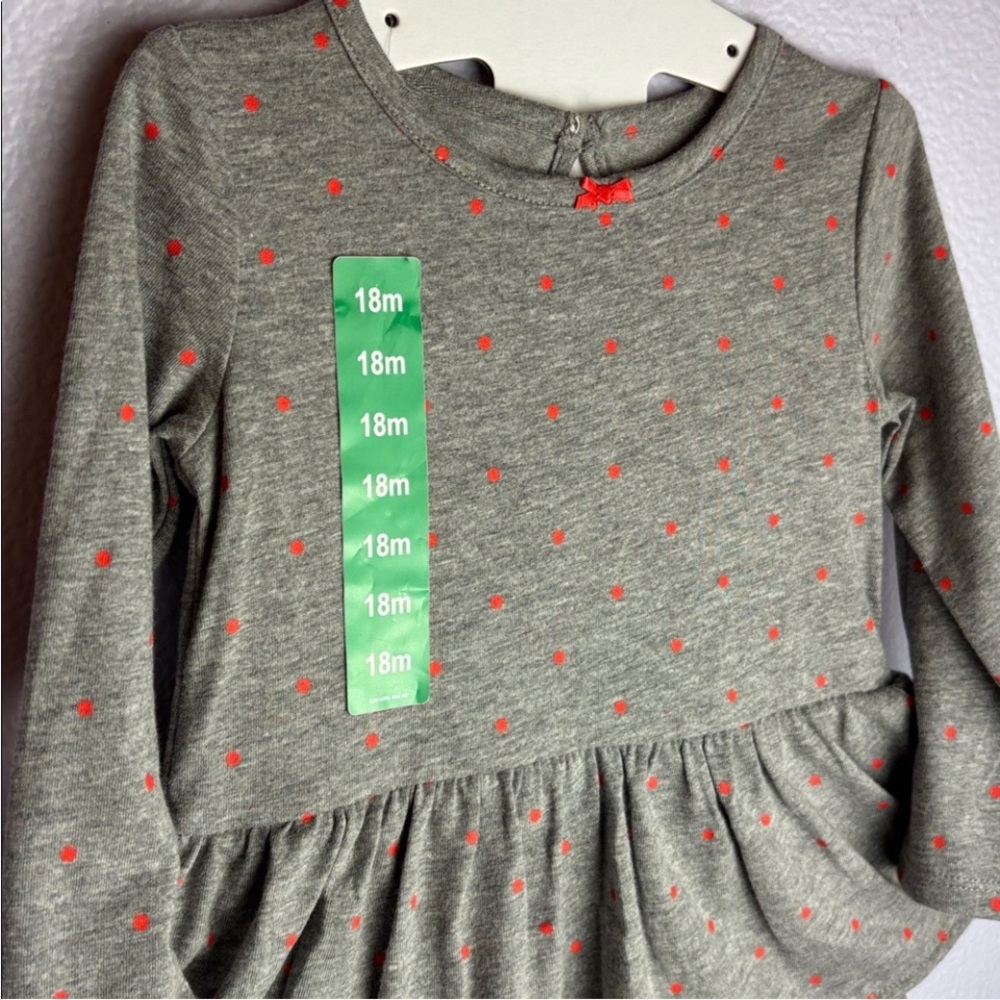 NWT Grey Polka dot peplum onesie with matching leggings